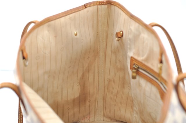 Authentic Louis Vuitton Damier Azur Neverfull MM Tote Bag N51107 LV 7966D