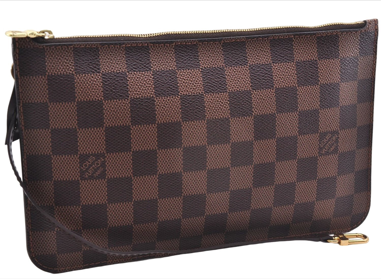 Authentic Louis Vuitton Damier Neverfull Pouch Purse Clutch Bag LV 8102E