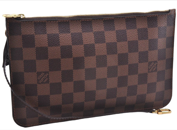 Authentic Louis Vuitton Damier Neverfull Pouch Purse Clutch Bag LV 8102E