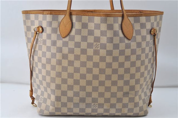 Authentic Louis Vuitton Damier Azur Neverfull MM Tote Bag N51107 LV 8135D