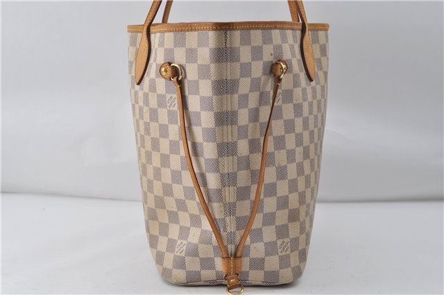 Authentic Louis Vuitton Damier Azur Neverfull MM Tote Bag N51107 LV 8135D