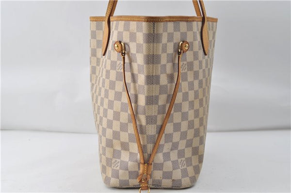 Authentic Louis Vuitton Damier Azur Neverfull MM Tote Bag N51107 LV 8135D