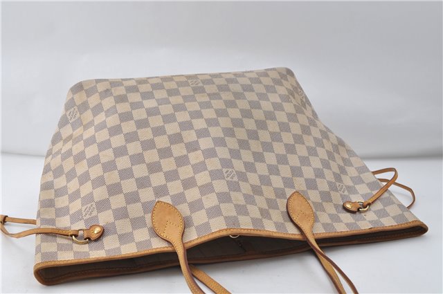 Authentic Louis Vuitton Damier Azur Neverfull MM Tote Bag N51107 LV 8135D