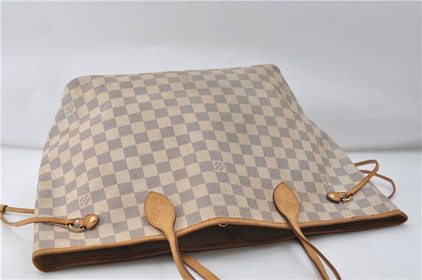 Authentic Louis Vuitton Damier Azur Neverfull MM Tote Bag N51107 LV 8135D
