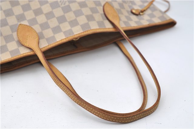 Authentic Louis Vuitton Damier Azur Neverfull MM Tote Bag N51107 LV 8135D