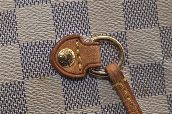 Authentic Louis Vuitton Damier Azur Neverfull MM Tote Bag N51107 LV 8135D