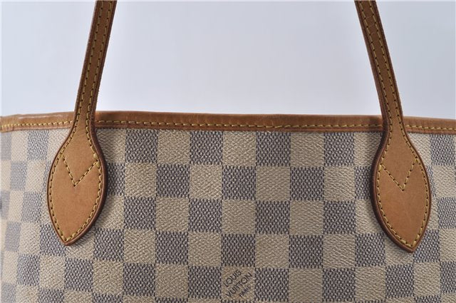 Authentic Louis Vuitton Damier Azur Neverfull MM Tote Bag N51107 LV 8135D