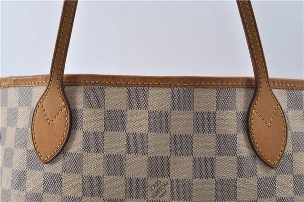 Authentic Louis Vuitton Damier Azur Neverfull MM Tote Bag N51107 LV 8135D