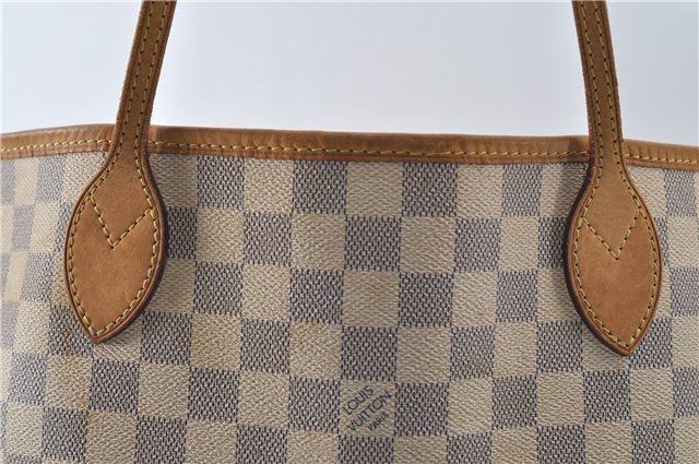 Authentic Louis Vuitton Damier Azur Neverfull MM Tote Bag N51107 LV 8135D