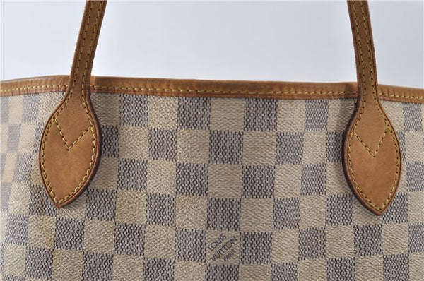 Authentic Louis Vuitton Damier Azur Neverfull MM Tote Bag N51107 LV 8135D