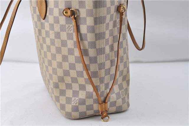 Authentic Louis Vuitton Damier Azur Neverfull MM Tote Bag N51107 LV 8135D