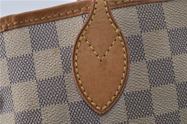 Authentic Louis Vuitton Damier Azur Neverfull MM Tote Bag N51107 LV 8135D
