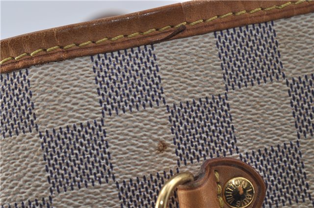 Authentic Louis Vuitton Damier Azur Neverfull MM Tote Bag N51107 LV 8135D