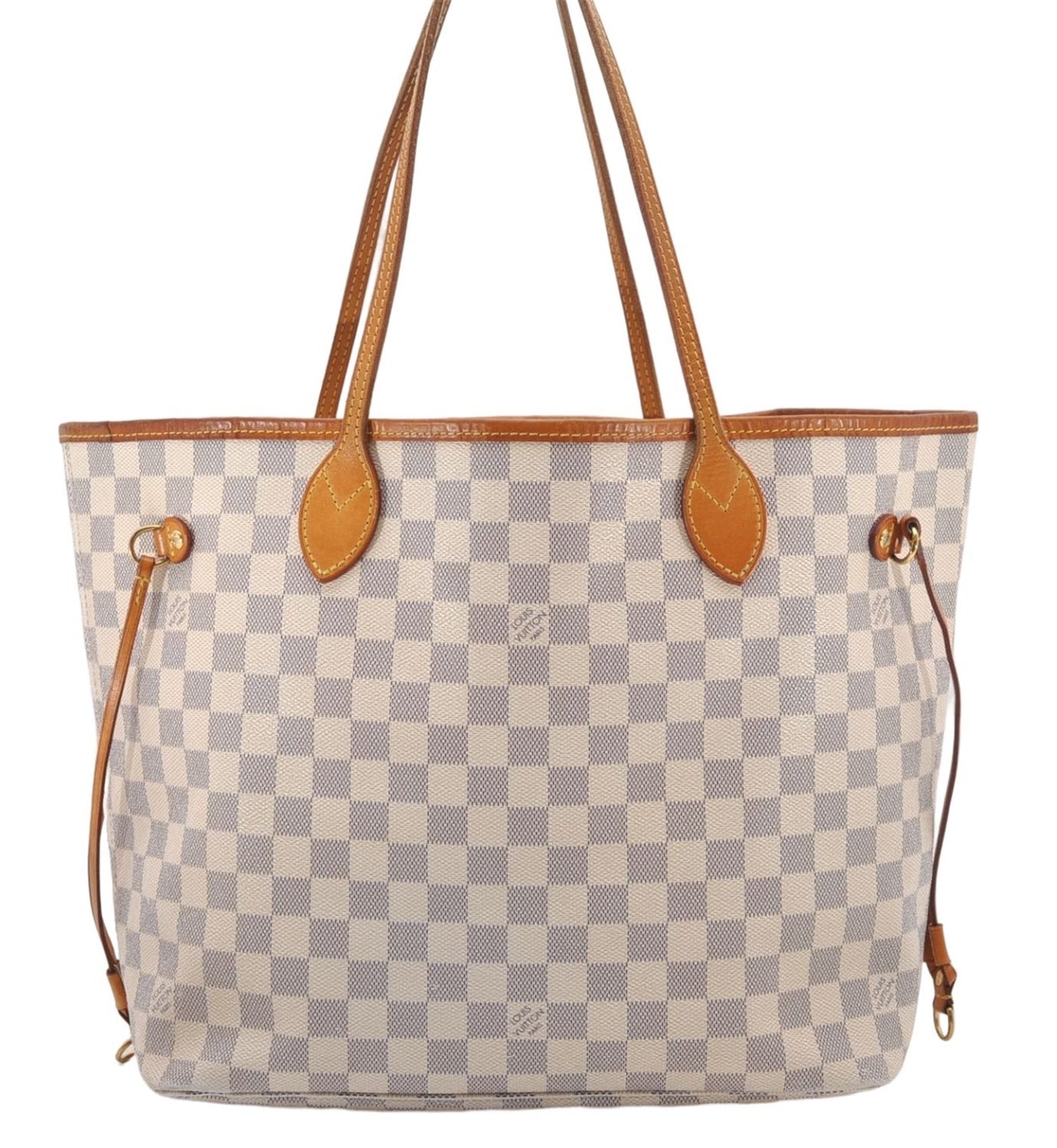 Authentic Louis Vuitton Damier Azur Neverfull MM Tote Bag N51107 LV 8466D