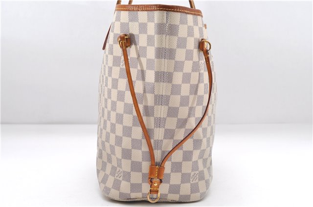 Authentic Louis Vuitton Damier Azur Neverfull MM Tote Bag N51107 LV 8466D