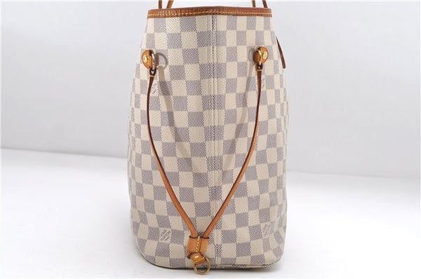 Authentic Louis Vuitton Damier Azur Neverfull MM Tote Bag N51107 LV 8466D