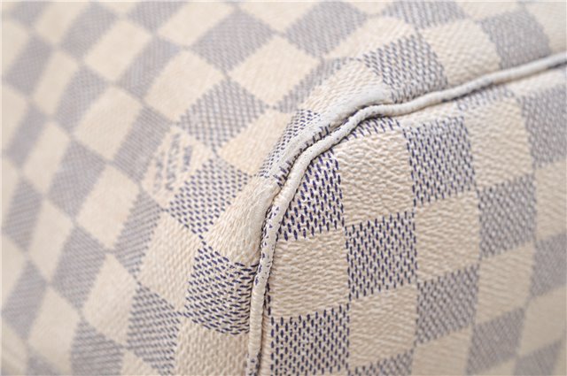 Authentic Louis Vuitton Damier Azur Neverfull MM Tote Bag N51107 LV 8466D