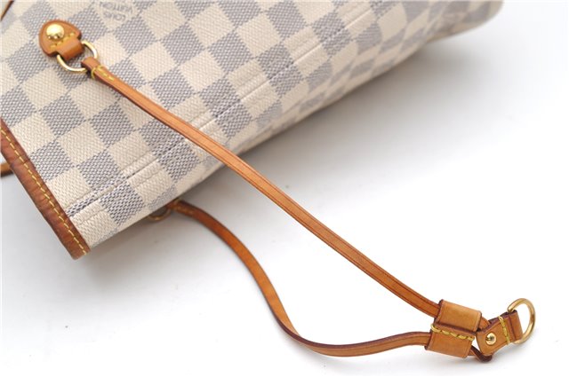 Authentic Louis Vuitton Damier Azur Neverfull MM Tote Bag N51107 LV 8466D