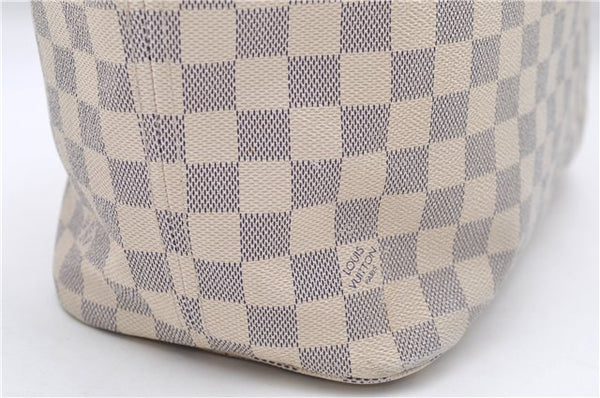 Authentic Louis Vuitton Damier Azur Neverfull MM Tote Bag N51107 LV 8466D