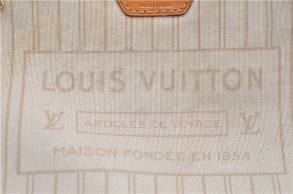 Authentic Louis Vuitton Damier Azur Neverfull MM Tote Bag N51107 LV 8466D
