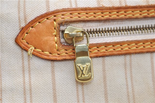 Authentic Louis Vuitton Damier Azur Neverfull MM Tote Bag N51107 LV 8466D