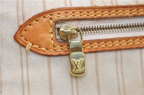 Authentic Louis Vuitton Damier Azur Neverfull MM Tote Bag N51107 LV 8466D