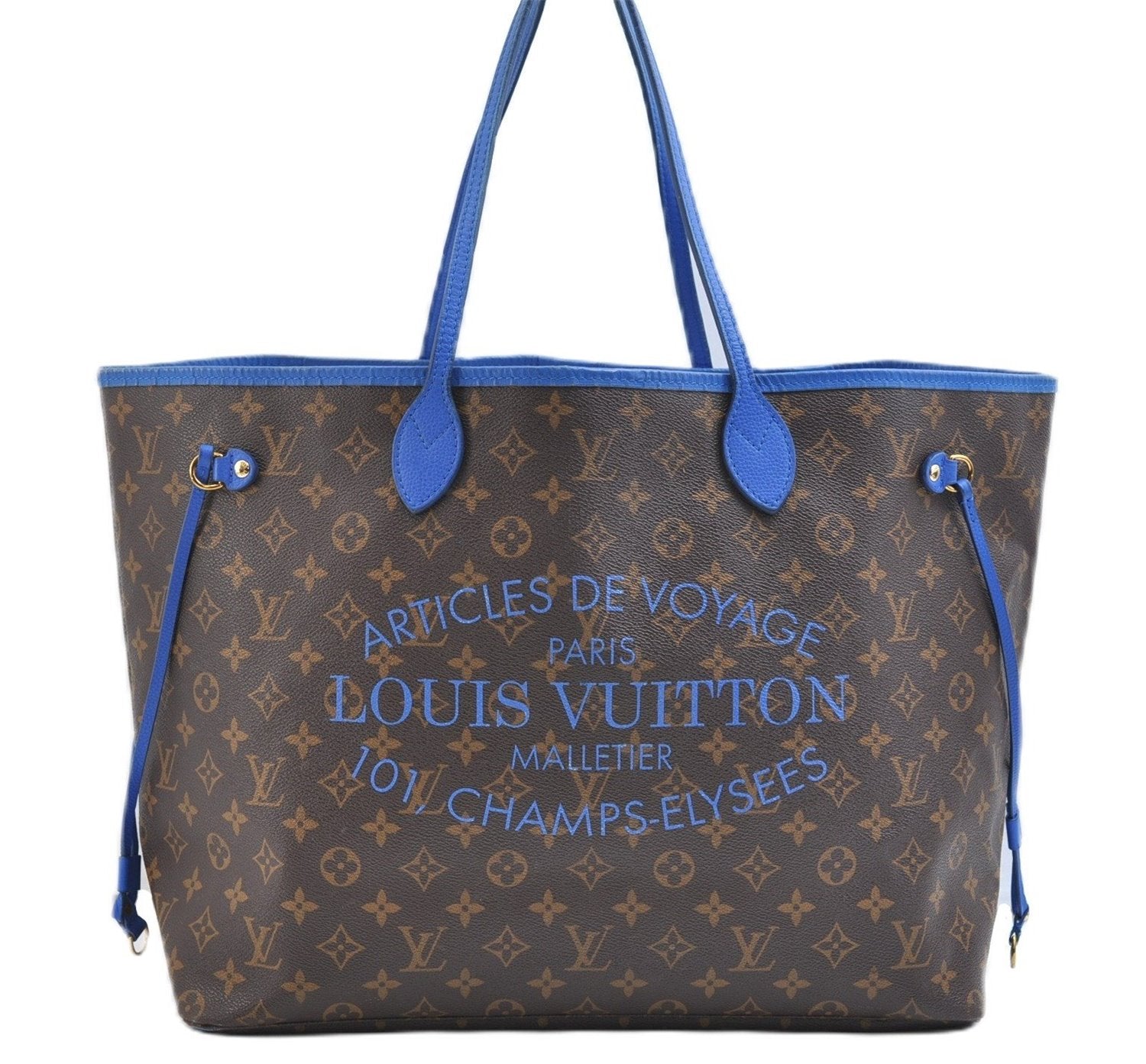 Auth Louis Vuitton Monogram Ikat Flower Neverfull GM Tote Bag M40875 Blue 9283E