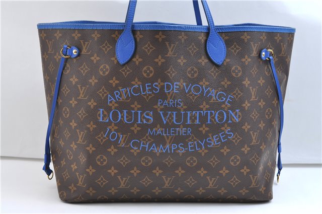 Auth Louis Vuitton Monogram Ikat Flower Neverfull GM Tote Bag M40875 Blue 9283E