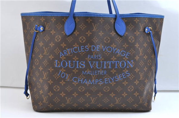 Auth Louis Vuitton Monogram Ikat Flower Neverfull GM Tote Bag M40875 Blue 9283E