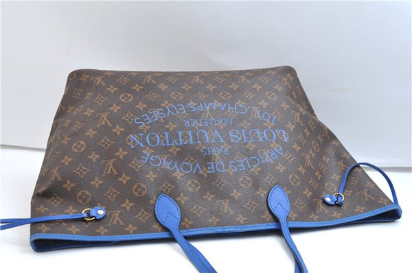 Auth Louis Vuitton Monogram Ikat Flower Neverfull GM Tote Bag M40875 Blue 9283E