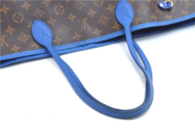 Auth Louis Vuitton Monogram Ikat Flower Neverfull GM Tote Bag M40875 Blue 9283E