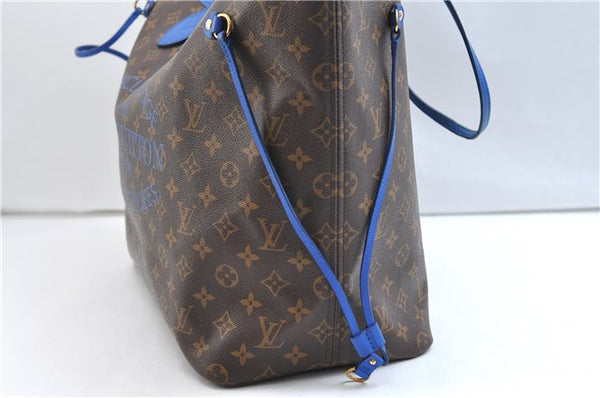 Auth Louis Vuitton Monogram Ikat Flower Neverfull GM Tote Bag M40875 Blue 9283E