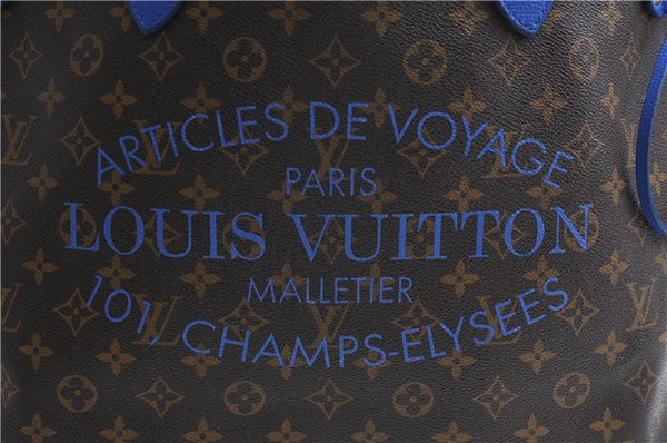 Auth Louis Vuitton Monogram Ikat Flower Neverfull GM Tote Bag M40875 Blue 9283E