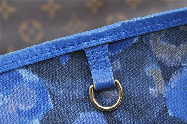Auth Louis Vuitton Monogram Ikat Flower Neverfull GM Tote Bag M40875 Blue 9283E