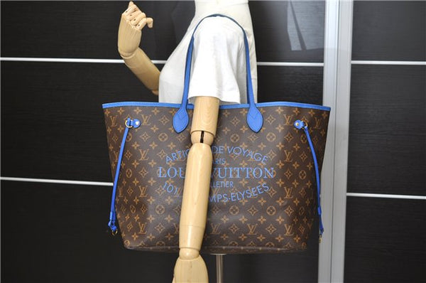 Auth Louis Vuitton Monogram Ikat Flower Neverfull GM Tote Bag M40875 Blue 9283E
