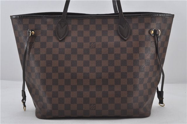 Authentic Louis Vuitton Damier Neverfull MM Shoulder Tote Bag N51105 LV 9338E