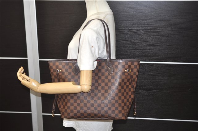 Authentic Louis Vuitton Damier Neverfull MM Shoulder Tote Bag N51105 LV 9338E