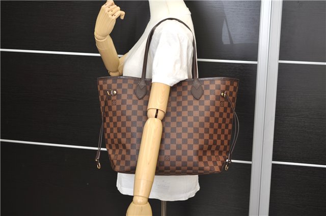 Authentic Louis Vuitton Damier Neverfull MM Shoulder Tote Bag N41358 LV 9392E