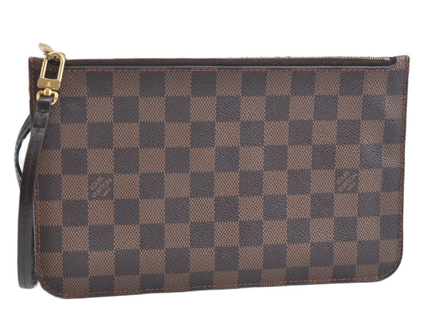 Authentic Louis Vuitton Damier Neverfull Pouch Purse Clutch Bag LV 9404E