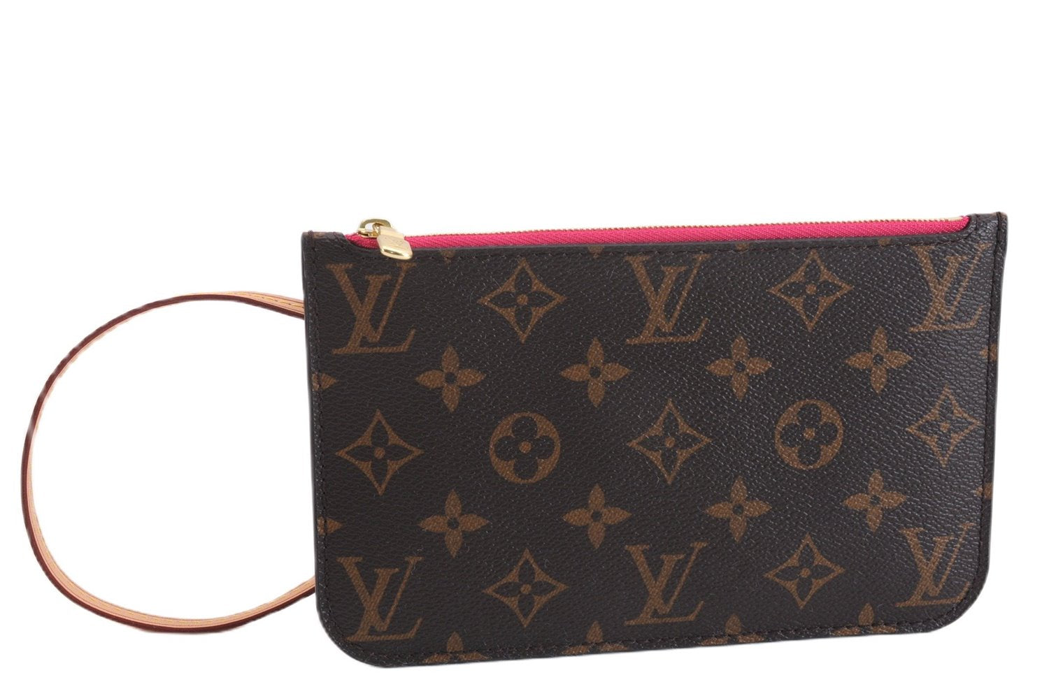 Authentic Louis Vuitton Monogram Neverfull Pouch Purse Clutch Bag Pink LV 9405E