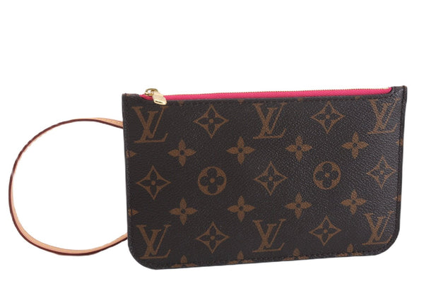 Authentic Louis Vuitton Monogram Neverfull Pouch Purse Clutch Bag Pink LV 9405E