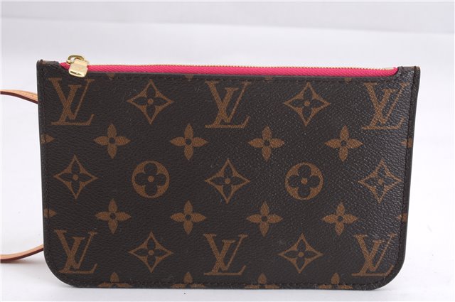 Authentic Louis Vuitton Monogram Neverfull Pouch Purse Clutch Bag Pink LV 9405E