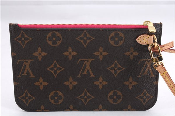 Authentic Louis Vuitton Monogram Neverfull Pouch Purse Clutch Bag Pink LV 9405E