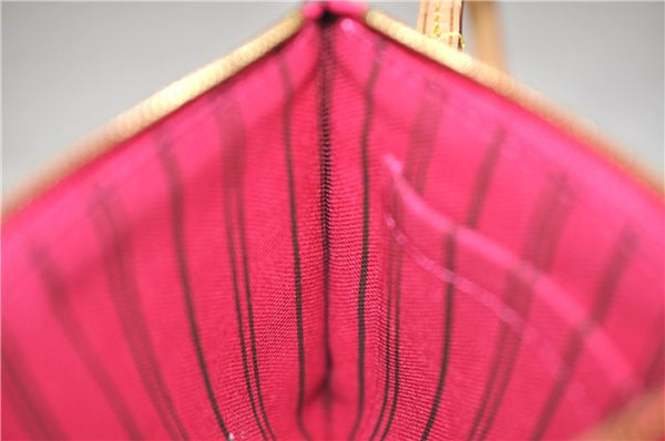 Authentic Louis Vuitton Monogram Neverfull Pouch Purse Clutch Bag Pink LV 9405E