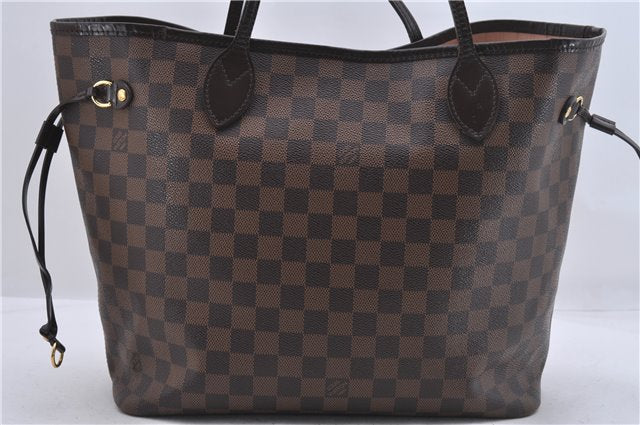 Auth Louis Vuitton Damier Neverfull MM Rose Ballerine Tote Bag N41603 LV 9476C