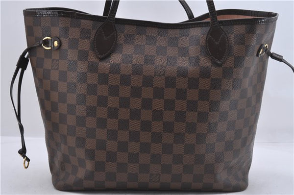 Auth Louis Vuitton Damier Neverfull MM Rose Ballerine Tote Bag N41603 LV 9476C