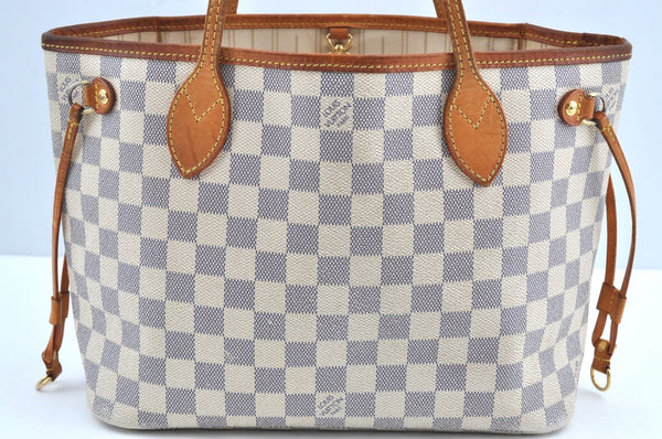 Authentic Louis Vuitton Damier Azur Neverfull PM Tote Bag N51110 LV 9510G