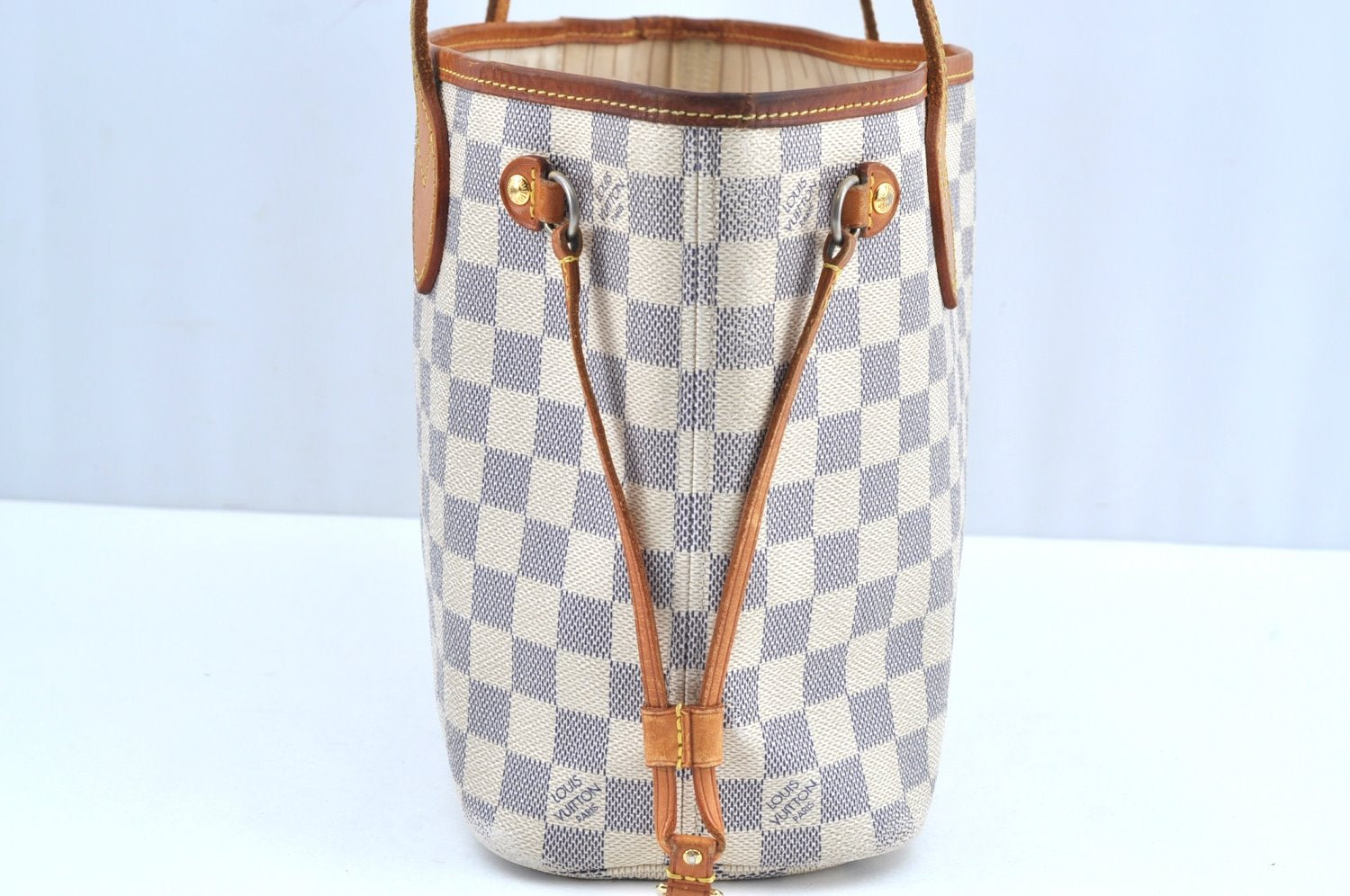 Authentic Louis Vuitton Damier Azur Neverfull PM Tote Bag N51110 LV 9510G