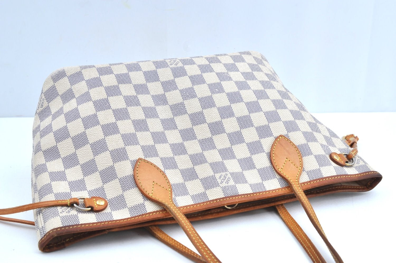 Authentic Louis Vuitton Damier Azur Neverfull PM Tote Bag N51110 LV 9510G