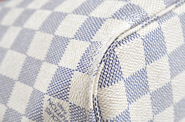 Authentic Louis Vuitton Damier Azur Neverfull PM Tote Bag N51110 LV 9510G